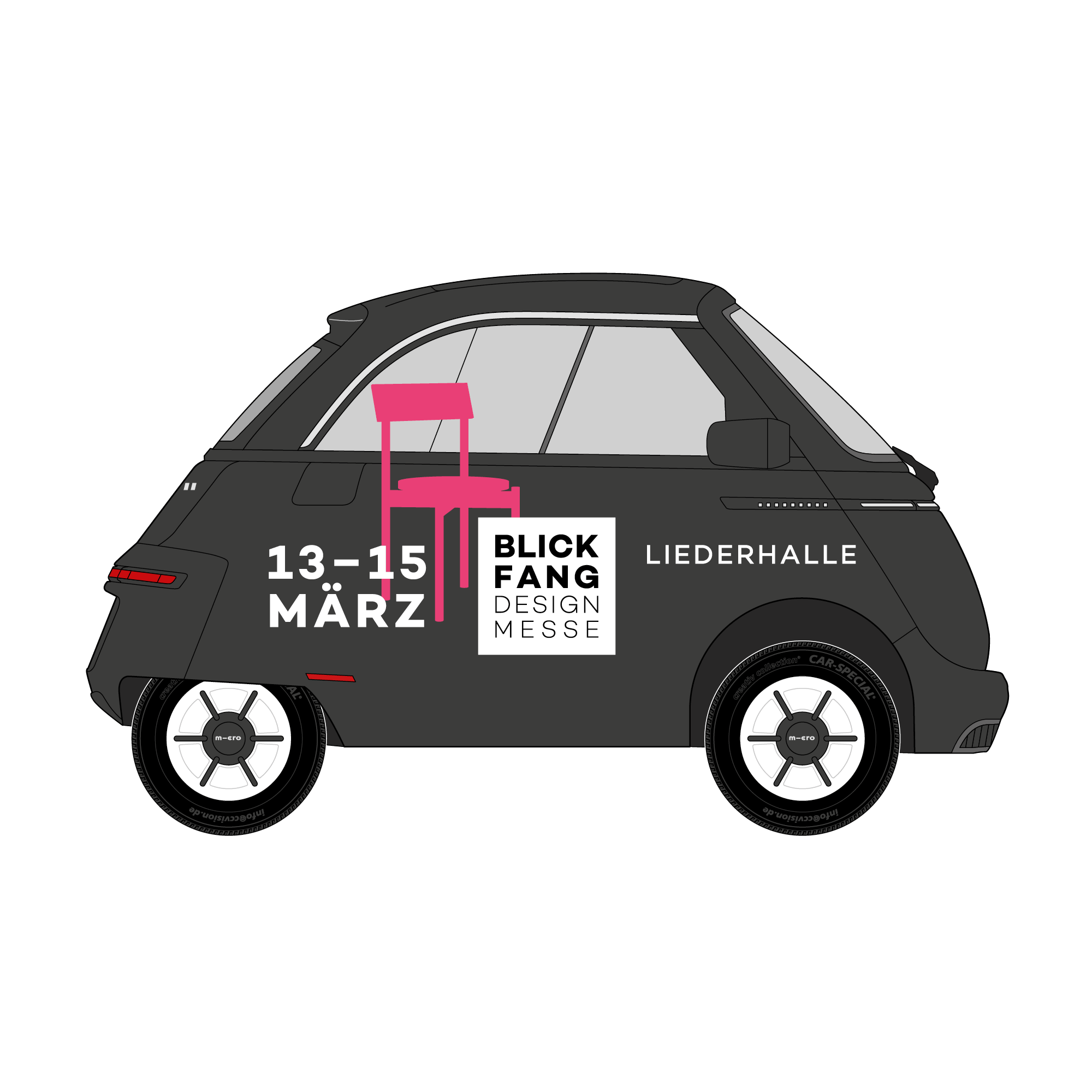 Fahrzeugbeschriftung für Blickfang Designmesse