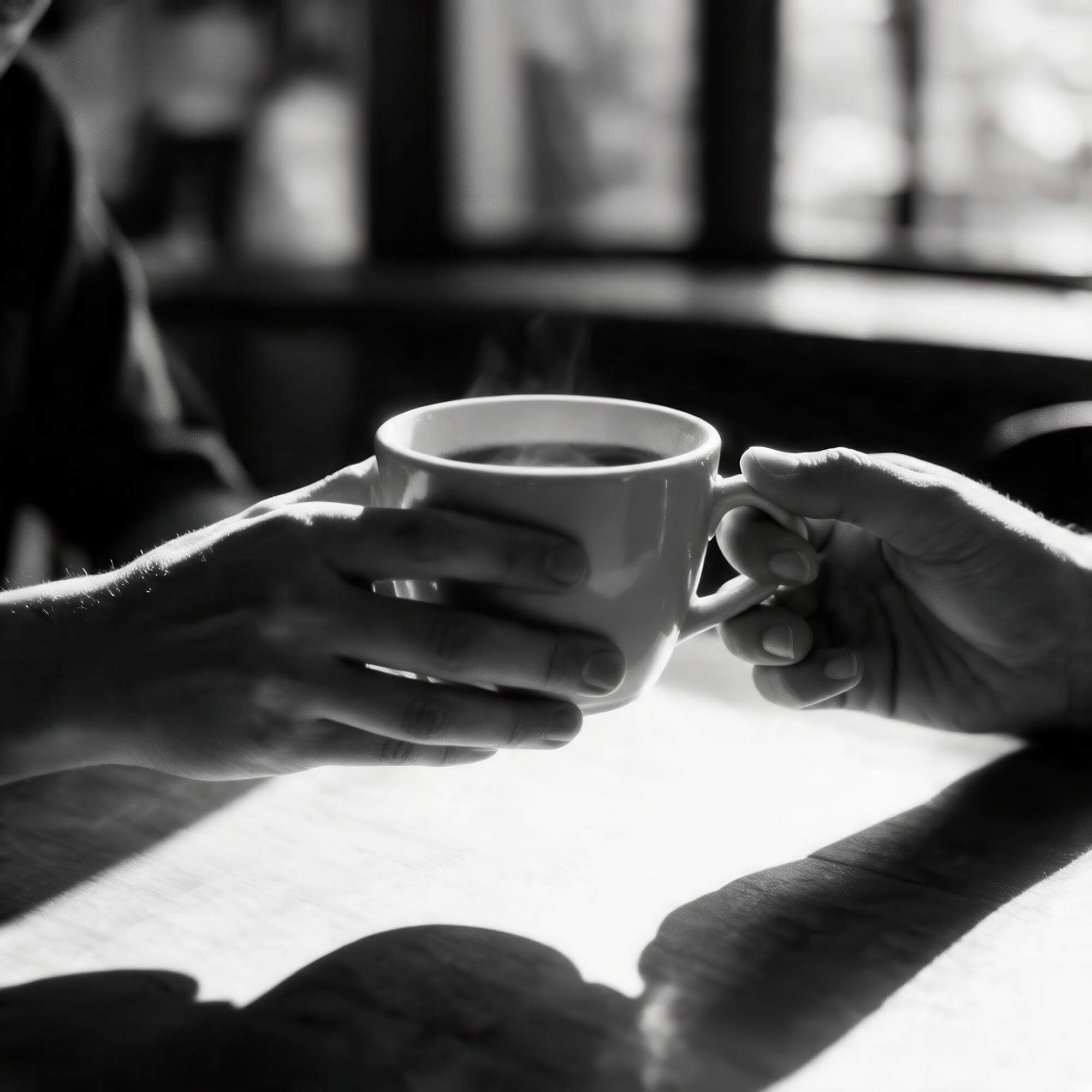 Hände mit Kaffeetasse