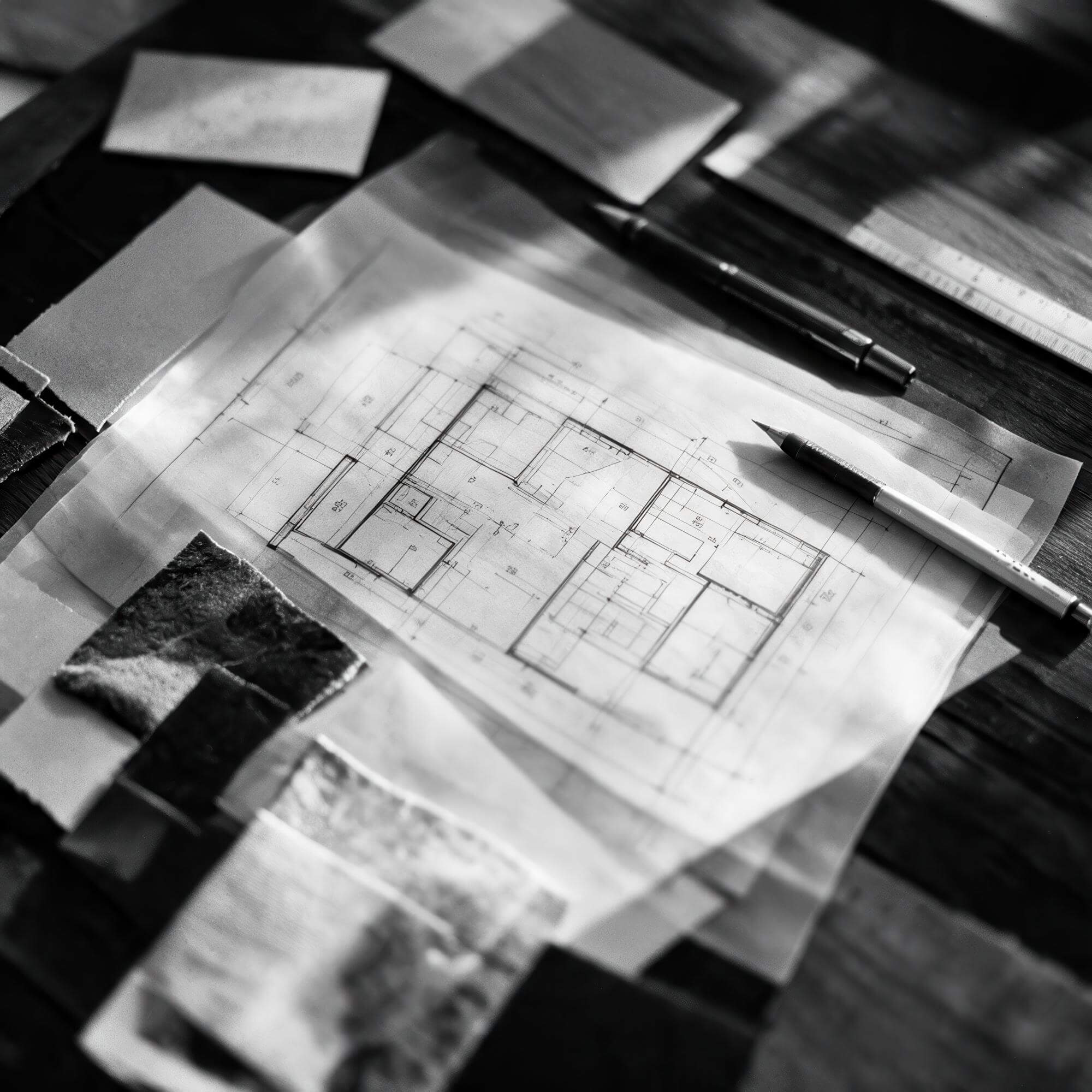 Grundriss mit Materialproben